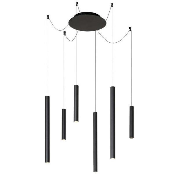Lampa wisząca LORENZ 74403/06/30 Lucide metalowa tuby LED 24W 3000K czarny