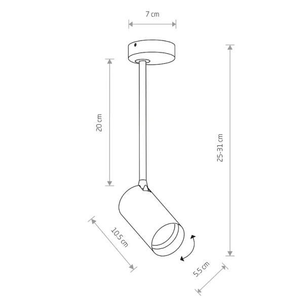 Tubka sufitowa lampa MONO 7731 na korytarz mosiądz