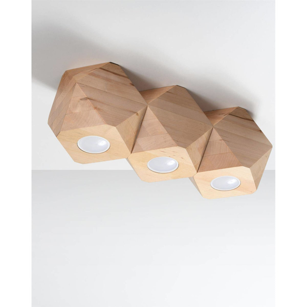 Drewniana lampa sufitowa SL.1010 geometryczna do salonu