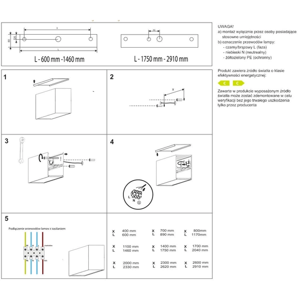 Sypialniana lampa ścienna Lupinus 6115004102-1 Elkim LED 20W 3000K liniowa biała