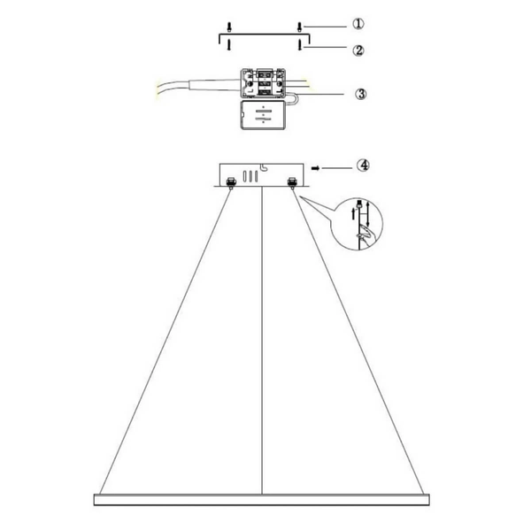 Lampa wisząca RING LP-909/1P 4M BK Light Prestige LED 40W 4000K okrągła oprawa zwis metalowy ring czarny