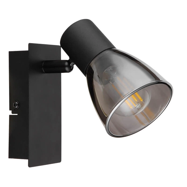 Lampa ścienna Claude 54307-1 z włącznikiem czarna przydymiona