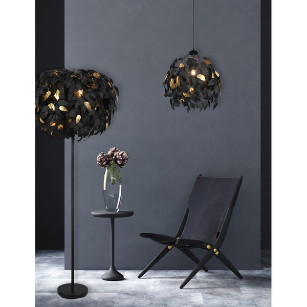 Stojąca lampa podłogowa Leavy R40463032 RL Light listki czarna