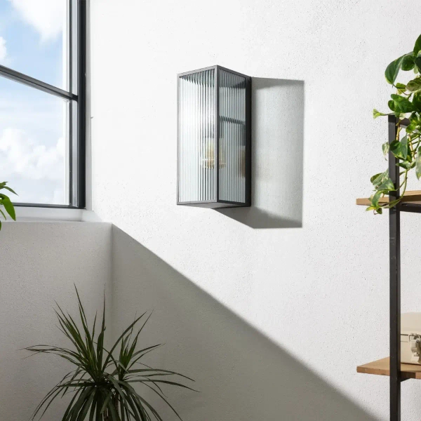 Elewacyjna lampa Gardena Moderno ABR-KZM-E27 Abruzzo szkło IP44 czarny