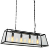 LAMPA wisząca LAVERNO MD-102721-4-B Italux industrialna OPRAWA prostokątna ZWIS klatka na łańcuchu czarna przezroczysta
