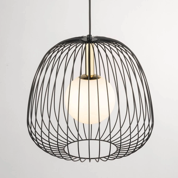 Pojedyncza lampa wisząca nad stół Bell 40727 Sigma klatka czarna złota
