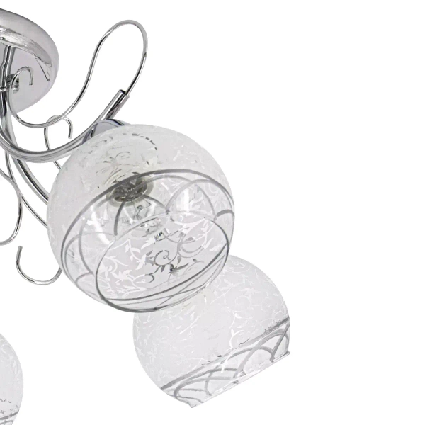 Zdobiona lampa sufitowa 8957/5 8C szklana do salonu chrom