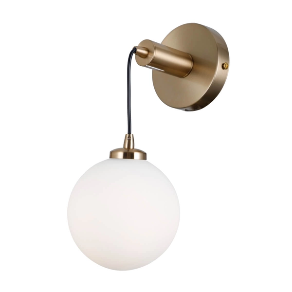 Lampa ścienna kula Perlos WL-54456-1-HB Italux mosiądz biały