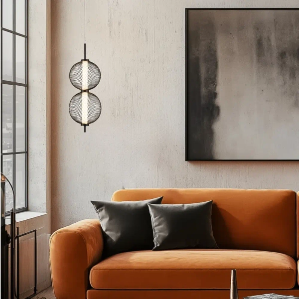 Ażurowa lampa wisząca Puma 32-35356 LED 10W 3000K kulista podwójna czarna