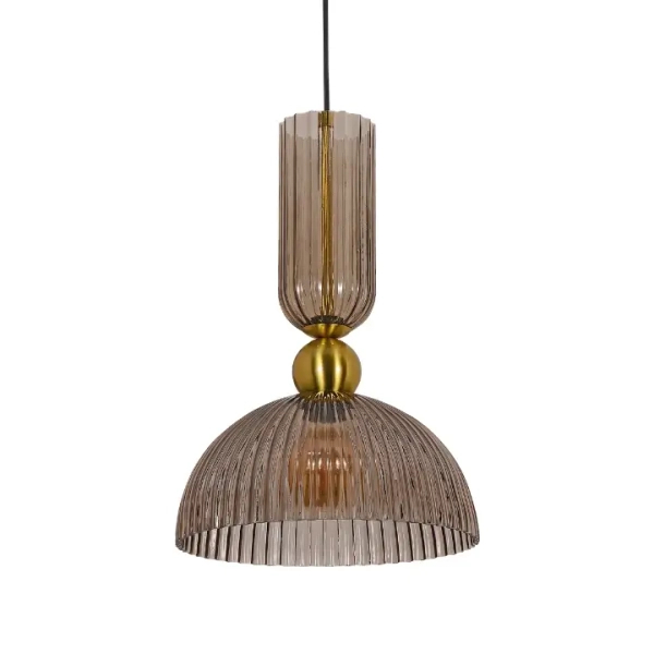 Szklana lampa wisząca Piega LP-939/1P L smoked przydymiona złota