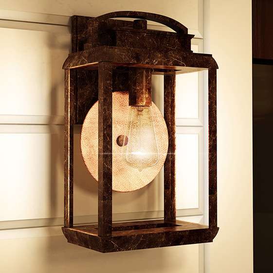 Zewnętrzna LAMPA elewacyjna QZ-BYRON-M Elstead QUOIZEL szklana OPRAWA ogrodowa outdoor retro IP44 brąz przezroczysta