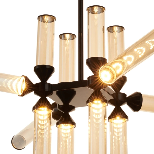 Żyrandol loftowy czarny bursztynowy QUADRO LED 36W 3000K RH115-12P amber