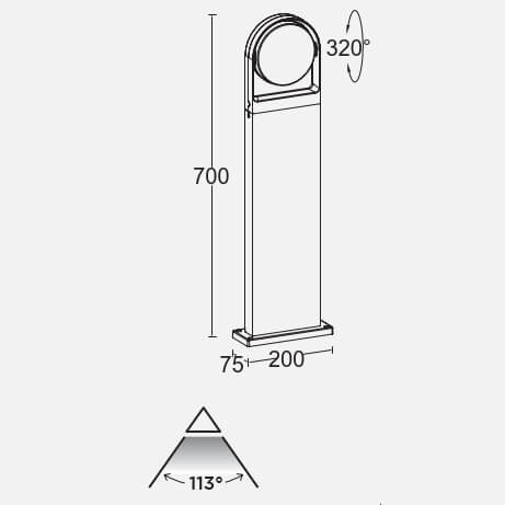 Słupek tarasowy FELE 7196301118 Lutec LED 13,5W 3000K IP54 zewnętrzny szary