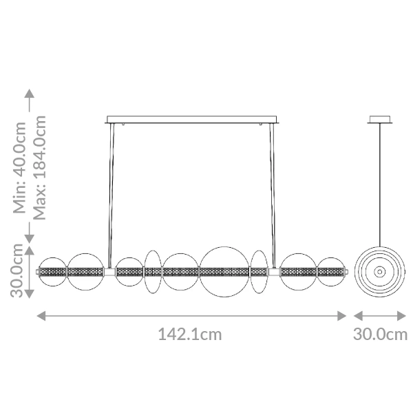 Wisząca lampa szklane kule Atomo QN-ATOMO-LP7-BG LED 46W 3000K złoty