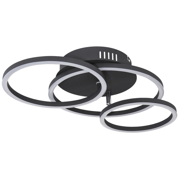 LAMPA sufitowa KENDY 67233-30S Globo metalowa OPRAWA geometryczna LED 30W 3000K pierścienie czarne rings