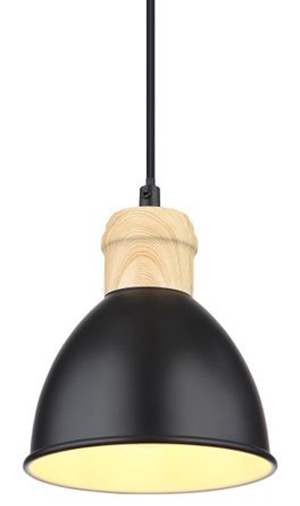 Wisząca lampa loftowa Wiho 54018HS do sypialni czarna drewno