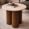 Beżowy stolik kawowy RAGNO MM001501100333 brązowy drewno dekor marmuru 50cm