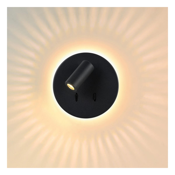 Ścienna lampa nad łóżko BENTJER 79201/09/30 Lucide LED 6W+3W 3000K czarny