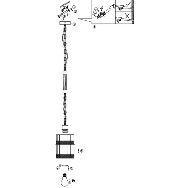 Wisząca LAMPA skandynawska HALIA 15673H Globo okrągła OPRAWA metalowy ZWIS na łańcuchu loft brązowy czarny