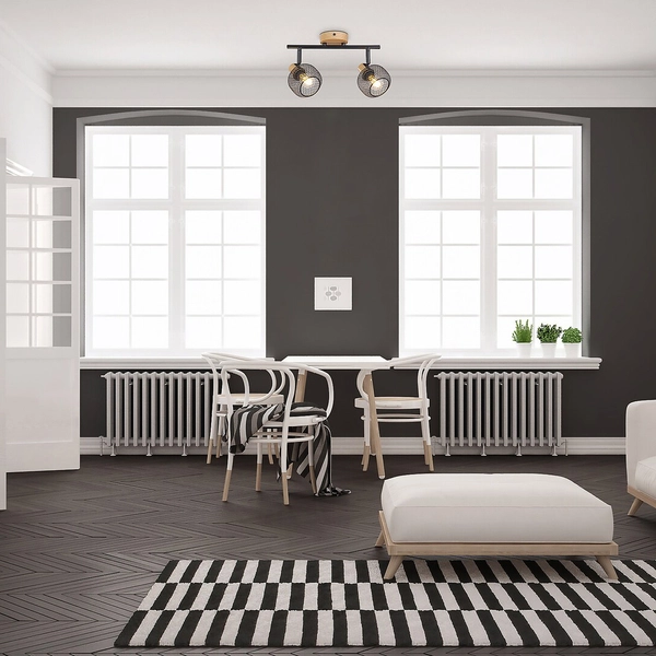 Regulowany plafon Grendel 3128 2-punktowa lampa sufitowa czarna drewno