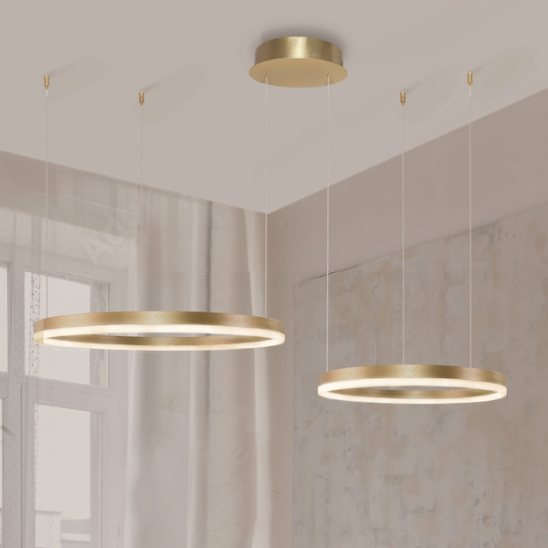 Lampa wisząca pierścieniowa z pilotem Halo AZ4979 80+60 LED 90W ringi złote