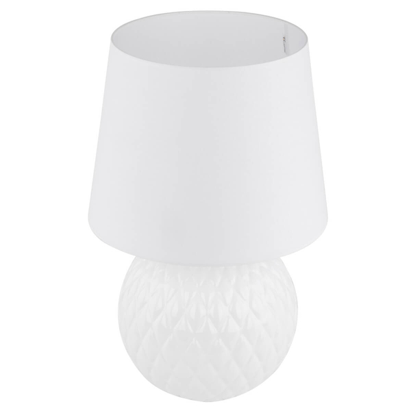 Lampka nocna do sypialni Santana 16046 wzorzysta szklana biała