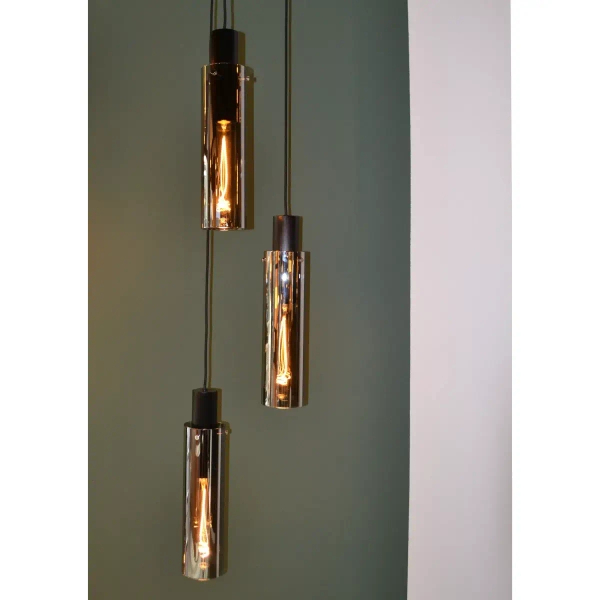 Zwieszana lampa tuba ORLANDO 74404/13/65 Lucide przydymiony czarny