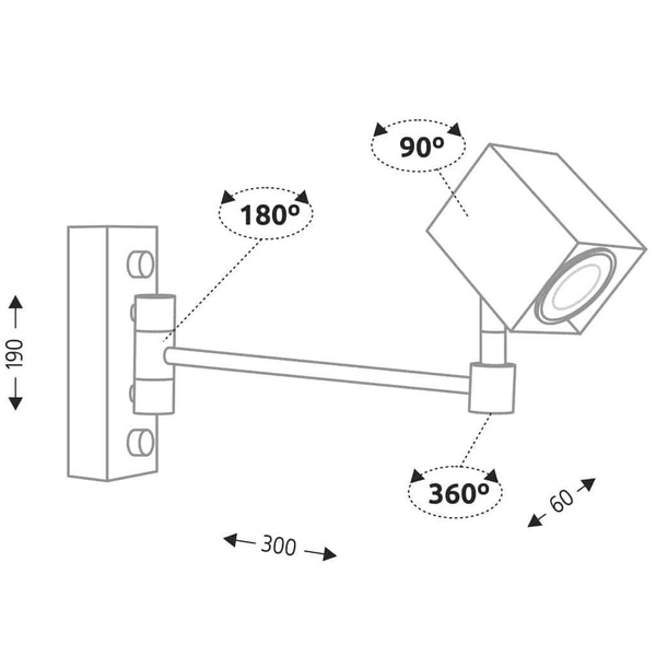 Regulowana LAMPA kinkiet INABE 7799 Shilo metalowa OPRAWA ścienny reflektorek biały