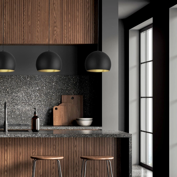 Zwisowa lampa nad wyspę Zoe 10168 do kuchni półokrąg czarna