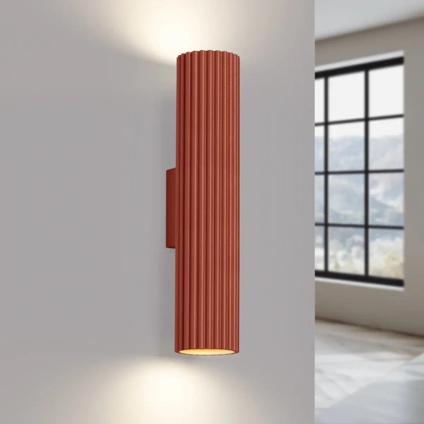Podłużna lampa ścienna KARBON SL.1634 ryflowana terakota