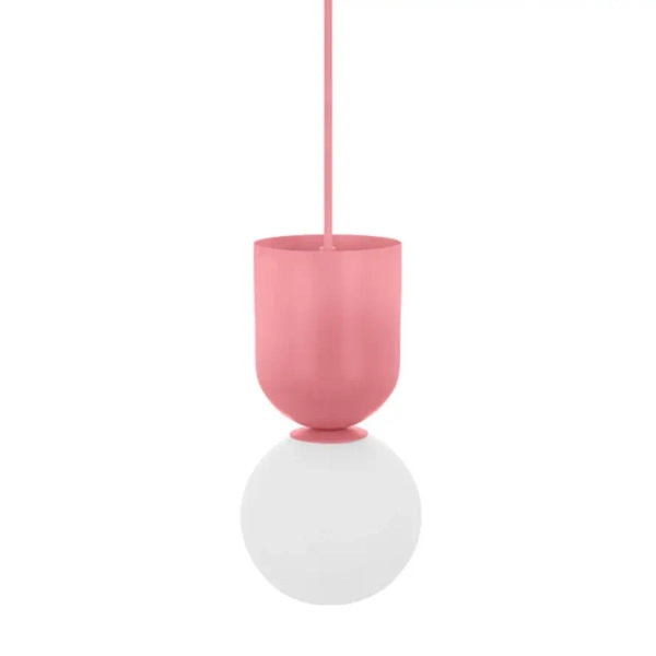 Lampa wisząca szklana LUOTI LUA188P0 różowa biała metalowa G9 kulista do kuchni nad stół