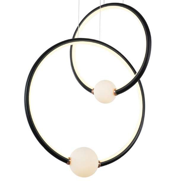 LAMPA wisząca LOZANNA PND-20112035-2B-BL Italux metalowa OPRAWA zwis LED 44,8W 3000K pierścienie rings kule balls czarne