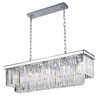Prostokątna lampa wisząca CGHERERECTCH kryształowa chrom