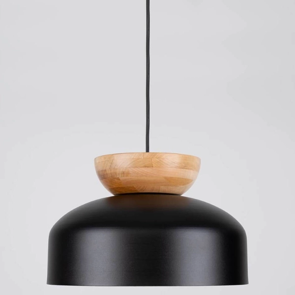 Wisząca lampa do salonu Marion SL.1351 półokrągła drewniana czarna