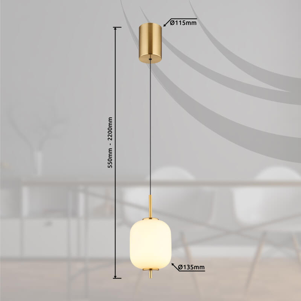 Szklana wisząca lampa Ewald 15217H LED 7W 3000K kule mosiądz