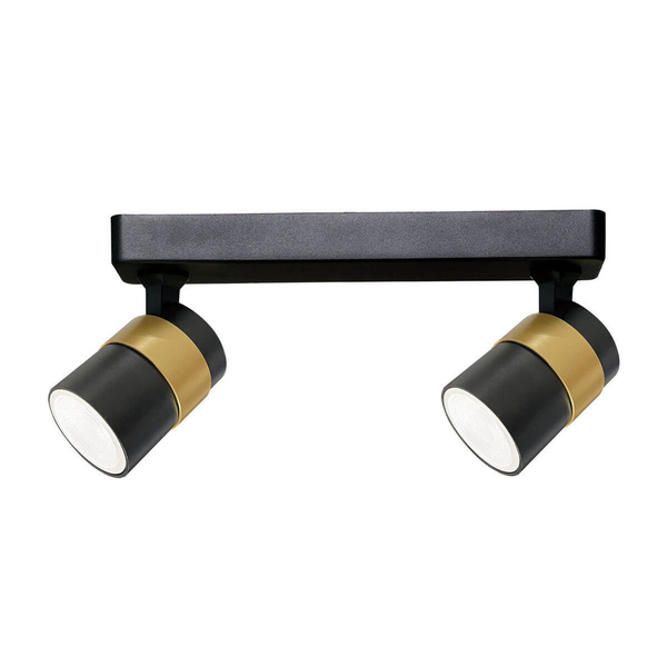 Metalowa lampa reflektorowa Antillo LP-770/2W BK natynkowa na przedpokój złoty czarny
