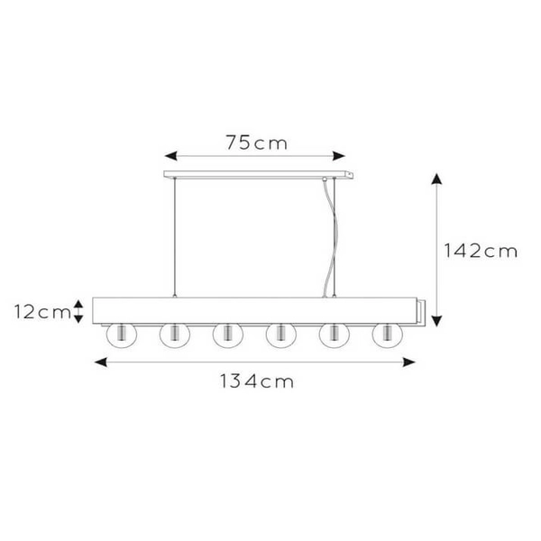 Zwieszająca lampa nad stół Surtus 30474/06/30 Lucide belka czarna