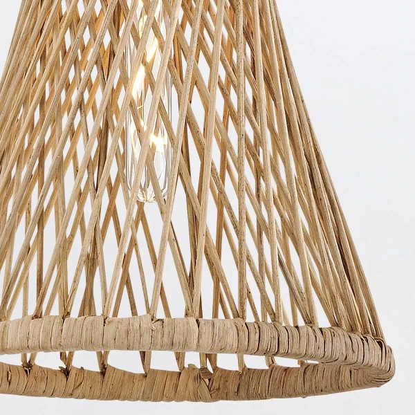 Rattanowa wisząca lampa Twyla QN-TWYLA-1P-BNG ażurowa złota