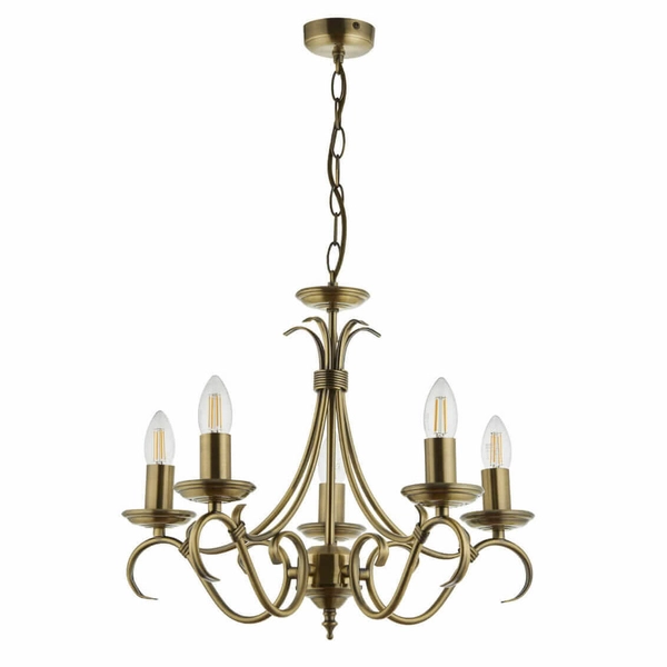 Wielopunktowa lampa zwisająca Bernice 2030-5AN Endon klasyczna mosiądz