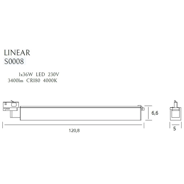 Lampa do szynoprzewodu trójfazowego LINEAR TRACK S0008 Maxlight LED 18W 4000K metalowa czarna
