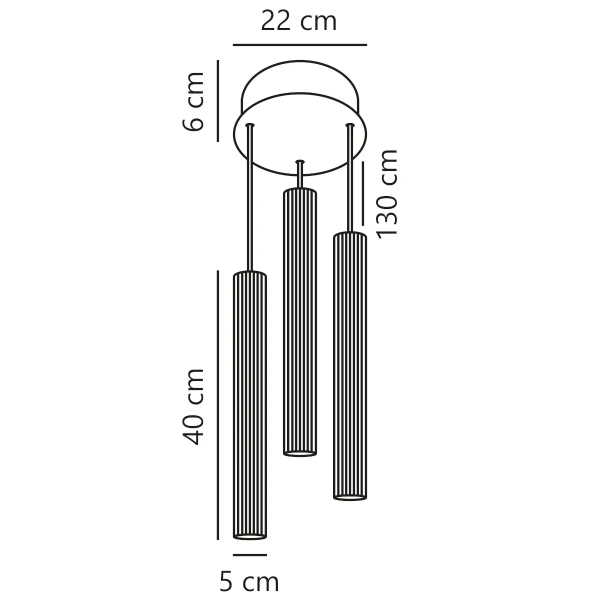 Potrójna lampa wisząca Vico 2412123003 tuby metalowe czarne