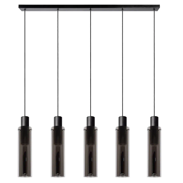 Szklana lampa wisząca ORLANDO 74404/05/65 Lucide przydymiony czarny