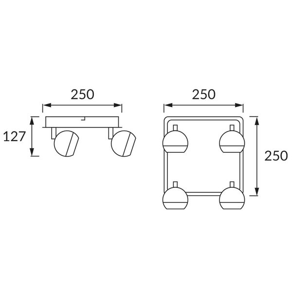 Sufitowa lampa salonowa Kombi z reflektorkami czarna biała