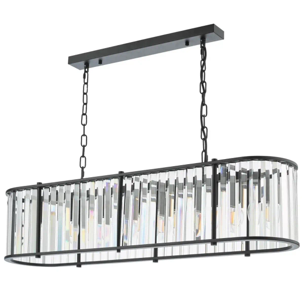 Owalna wisząca lampa Kiran KIR3422 nad stół kryształowy czarny