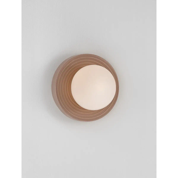 Okrągła lampa ścienna MALVANO LE45266 szklana do sypialni mokka