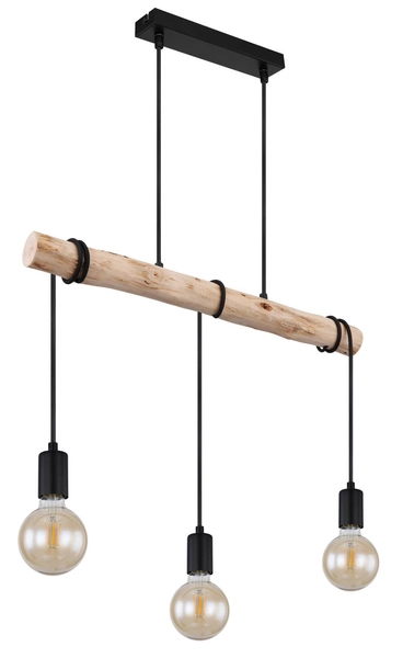 Wisząca lampa rustykalna Gregor 15539-3H belka drewniana