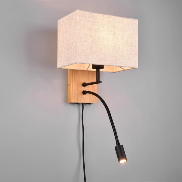 Kinkiet ścienny ELDRA DL236212870 LED 3,1W 3000K drewniany czarny beżowy