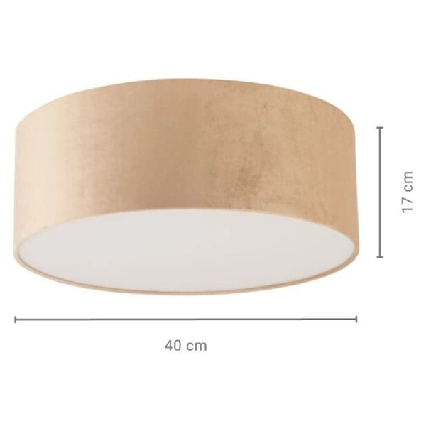 Okrągły plafon do jadalni Soft 40651 Sigma z welurowym kloszem beżowy