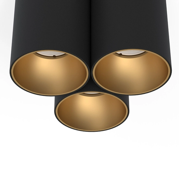 Czarna plafoniera przysufitowa Eye Tone 8092 potrójne tuby hol