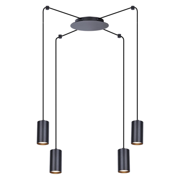 Metalowa LAMPA wisząca Puerto K-4897 Kaja pająk tuby loft do biura czarne